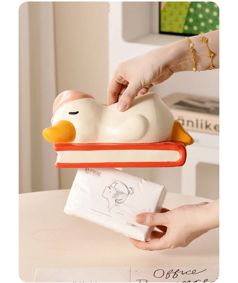 Sleeping Duck Tissue Box, Cartoon Decorative Tissue Holder for Home