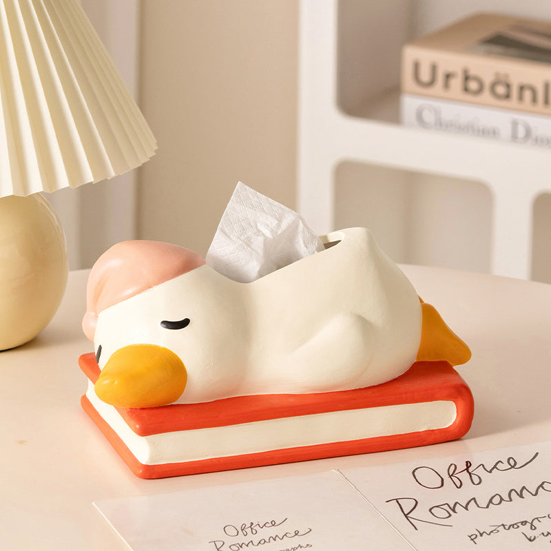 Sleeping Duck Tissue Box, Cartoon Decorative Tissue Holder for Home
