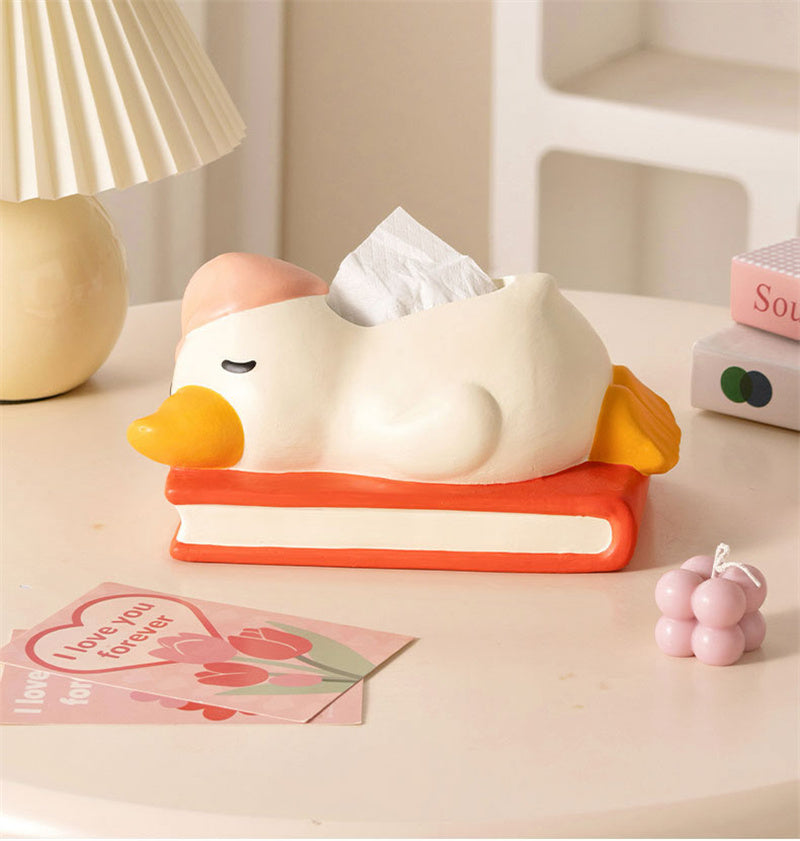 Sleeping Duck Tissue Box, Cartoon Decorative Tissue Holder for Home