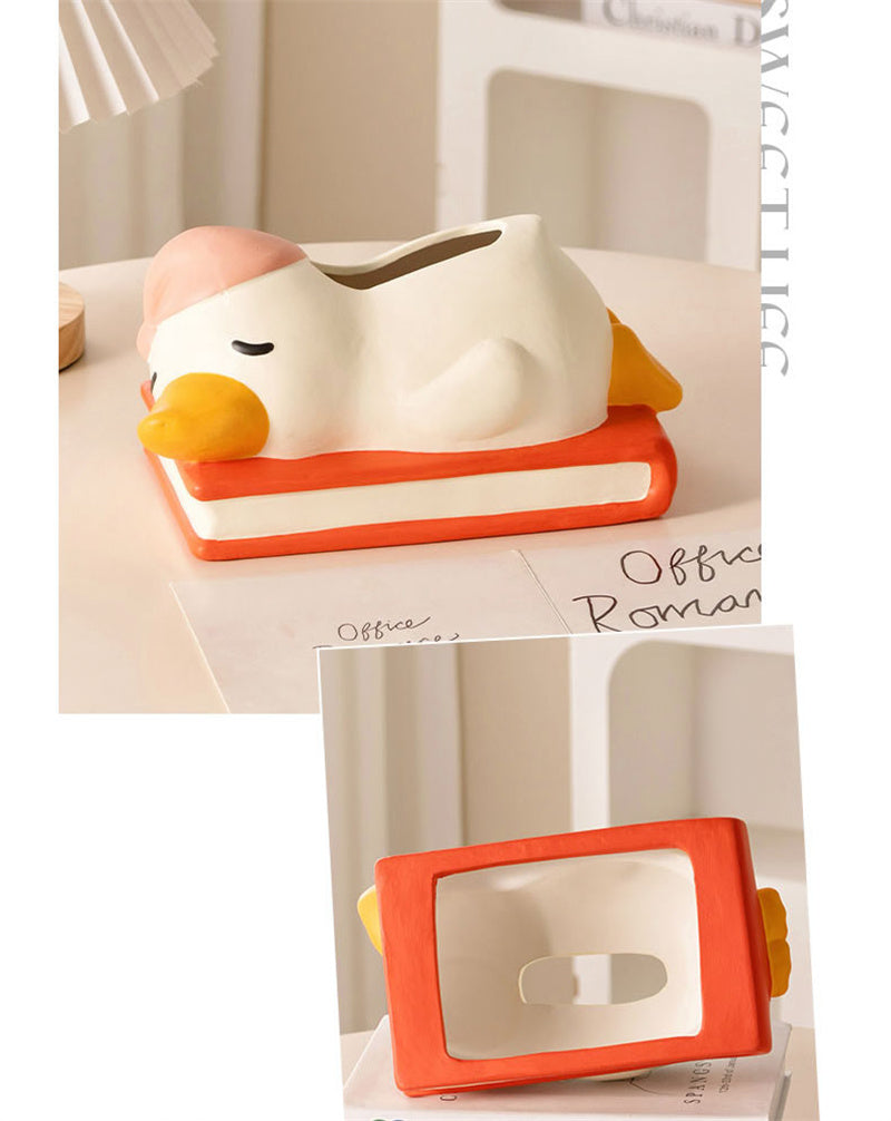 Sleeping Duck Tissue Box, Cartoon Decorative Tissue Holder for Home