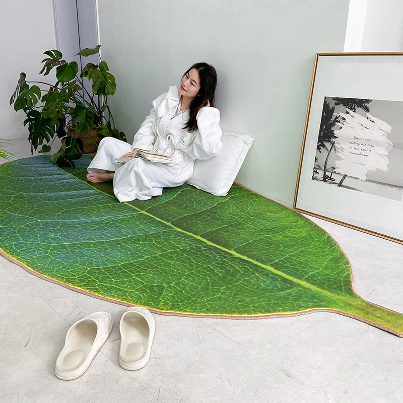 Soft Chenille Leaf Rug - Nature-Inspired Floor Mat for Living Room, Bedroom, Nursery Decor