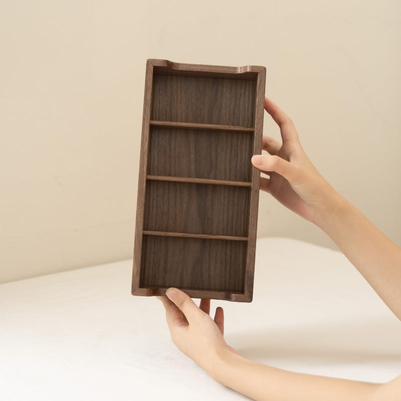 Solid Walnut Wood Remote Control Holder, Desktop Storage Caddy , Wooden Organizer Box for TV Remotes, Eyeglasses, Keys, Small Sundries