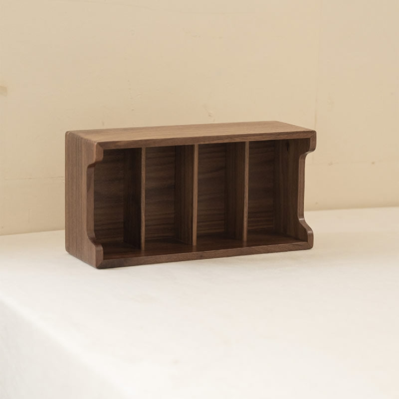 Solid Walnut Wood Remote Control Holder, Desktop Storage Caddy , Wooden Organizer Box for TV Remotes, Eyeglasses, Keys, Small Sundries