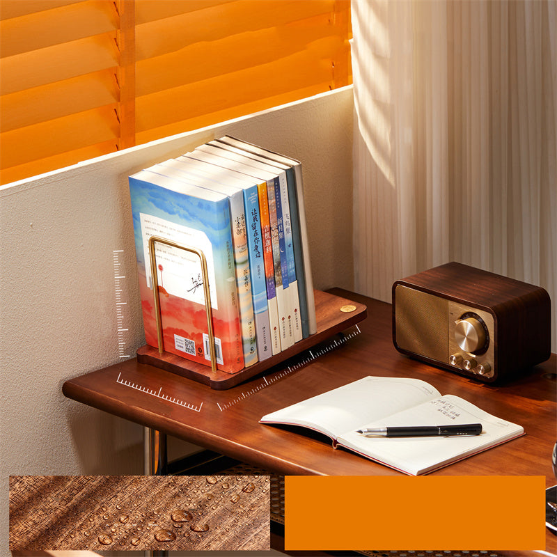 Solid Wood Cloud-Inlay Bookend, Elegant Cultural Style Desktop Book Organizer