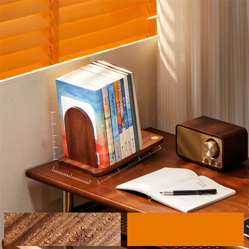 Solid Wood Cloud-Inlay Bookend, Elegant Cultural Style Desktop Book Organizer