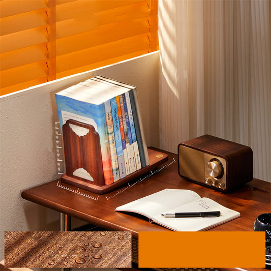 Solid Wood Cloud-Inlay Bookend, Elegant Cultural Style Desktop Book Organizer