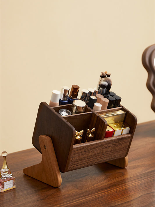 Solid Wood Desktop Organizer - Multi-Layer Storage Box for Jewelry, Cosmetic