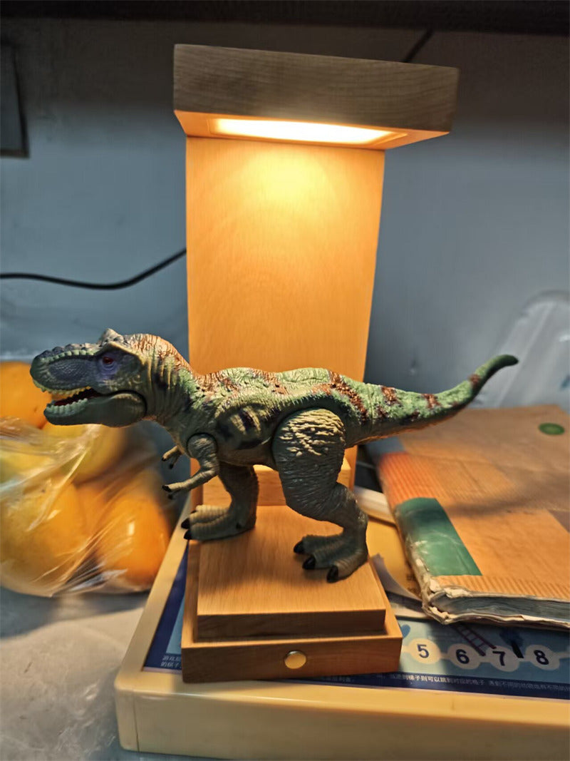 Solid Wood LED Display Lamp,Wooden Desk Light with Showcase Platform, Dimmable Warm Light for Collectibles, Figurines & Home Office Decor