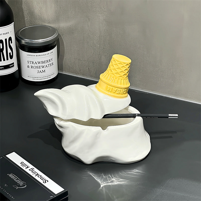 Spilled White Ice Cream Ashtray - Fun Home or Office Decor