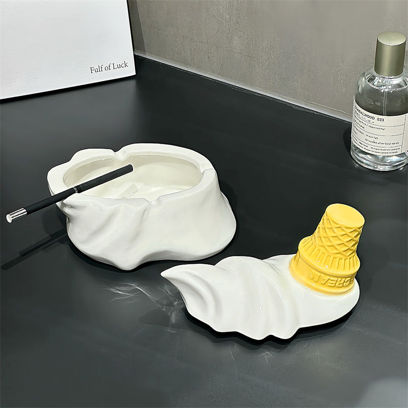 Spilled White Ice Cream Ashtray - Fun Home or Office Decor