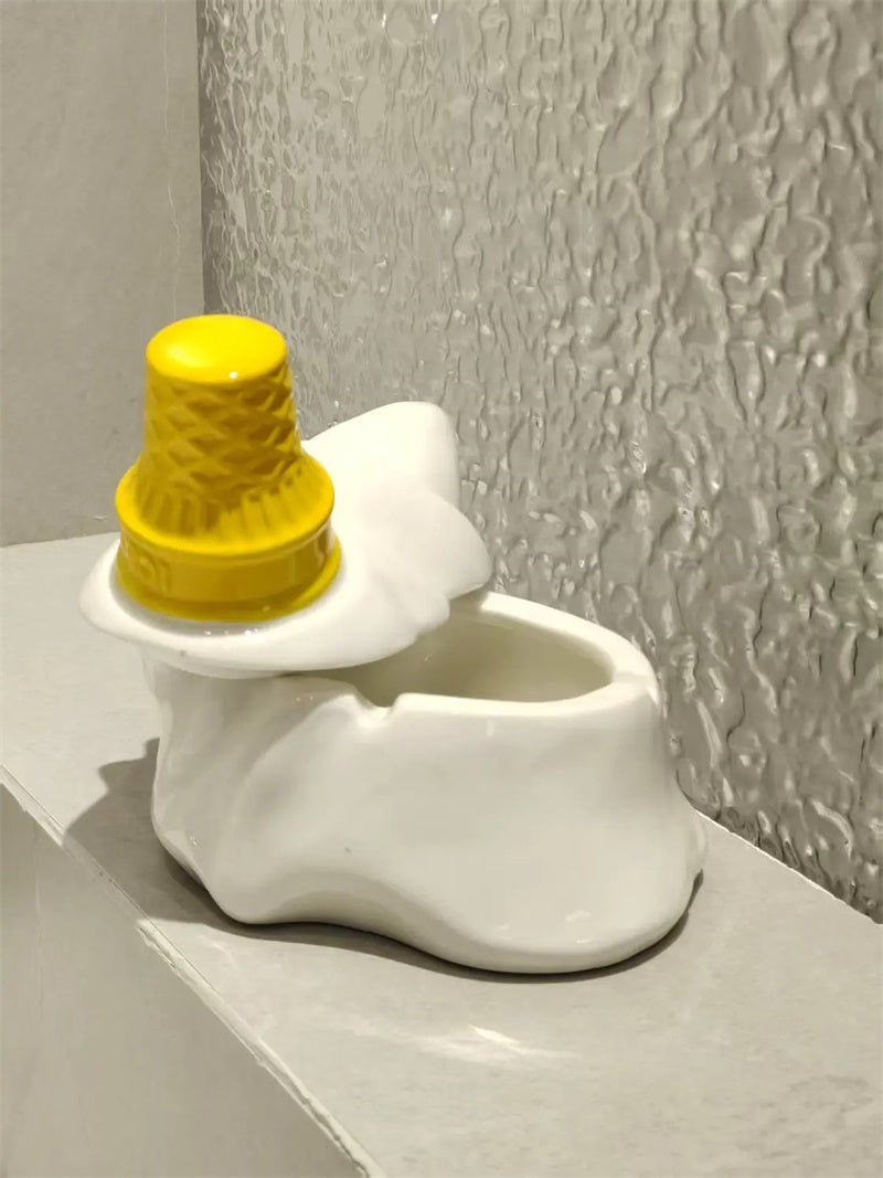 Spilled White Ice Cream Ashtray - Fun Home or Office Decor