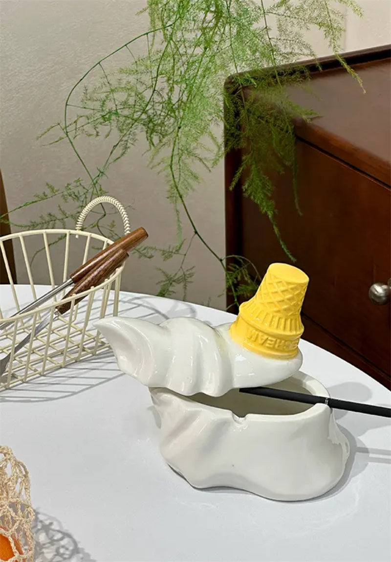 Spilled White Ice Cream Ashtray - Fun Home or Office Decor