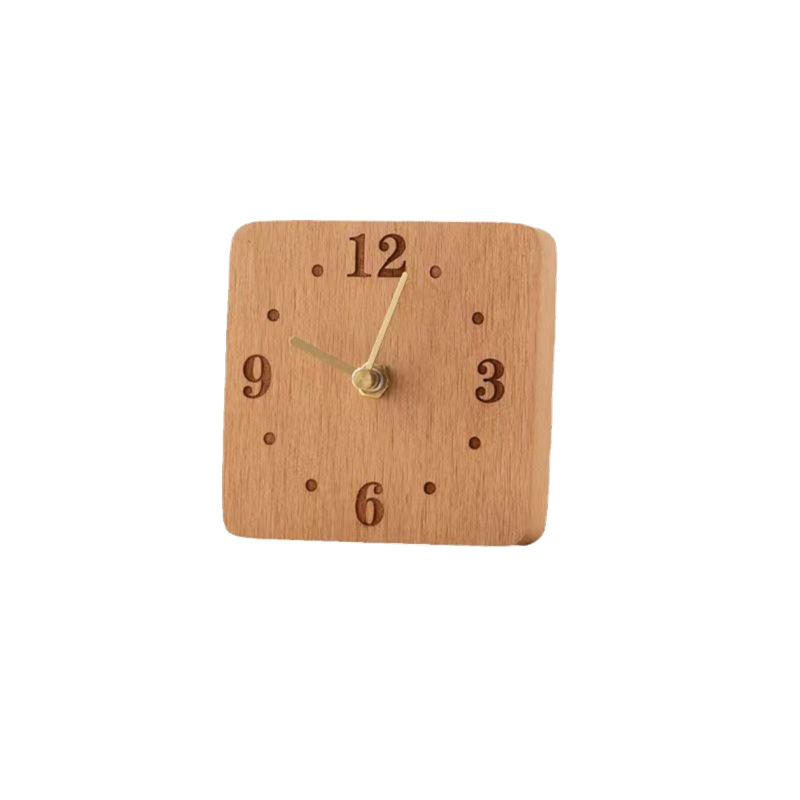 Square Wooden Small Desk Clock With Large Numbers - Office Desktop Dec ...