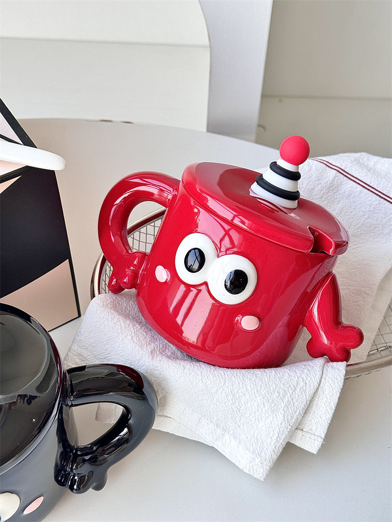 Unique Holding Hands Cartoon Smiling Couple Mug, Creative Gift