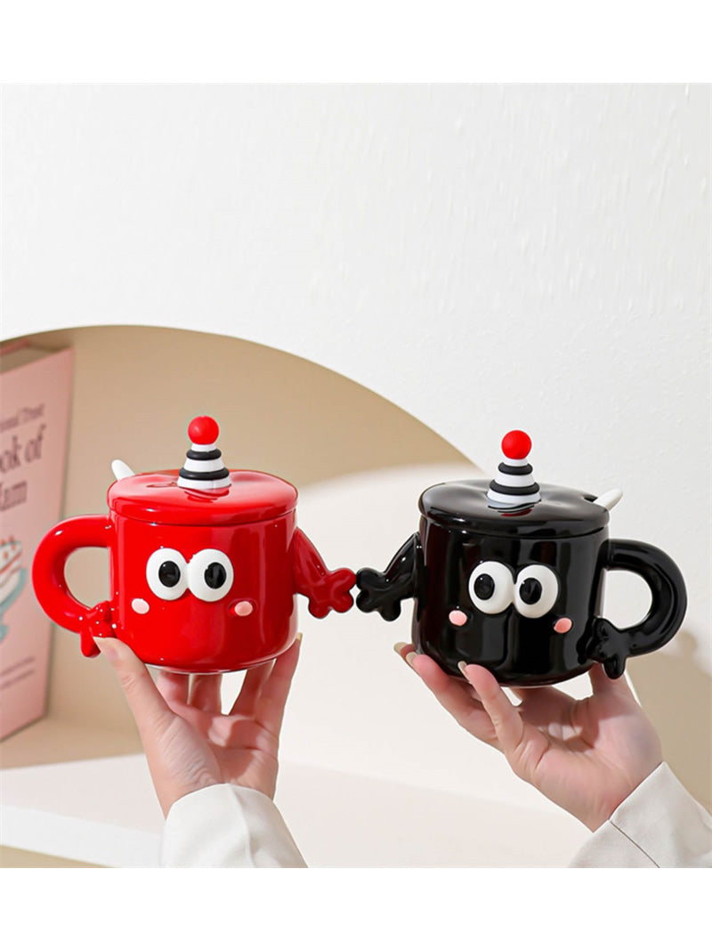 Unique Holding Hands Cartoon Smiling Couple Mug, Creative Gift