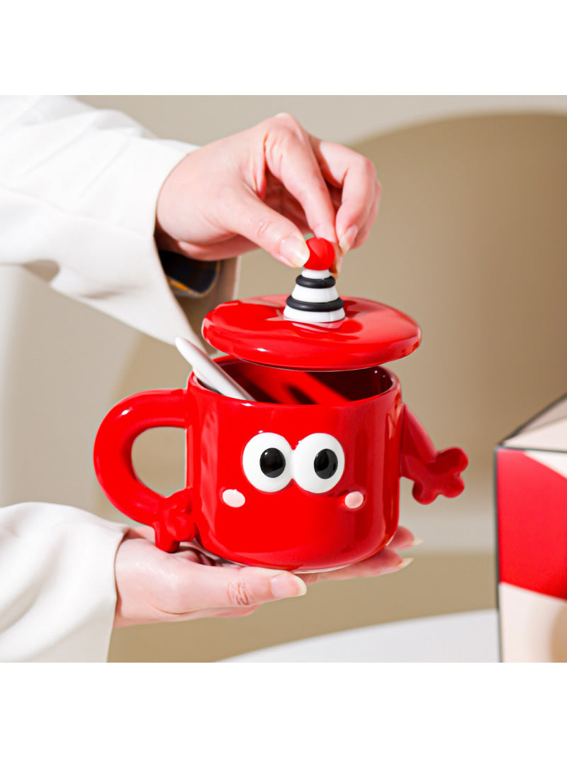 Unique Holding Hands Cartoon Smiling Couple Mug, Creative Gift