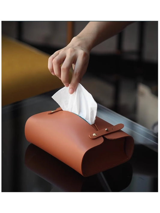 Unique Leather Facial Tissue Box, Elegant Artistic Living Decoration
