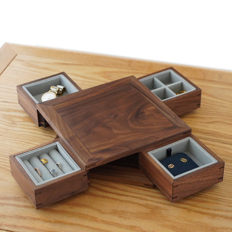 Unique rotating wooden hidden mechanism storage box, jewelry box,black ...