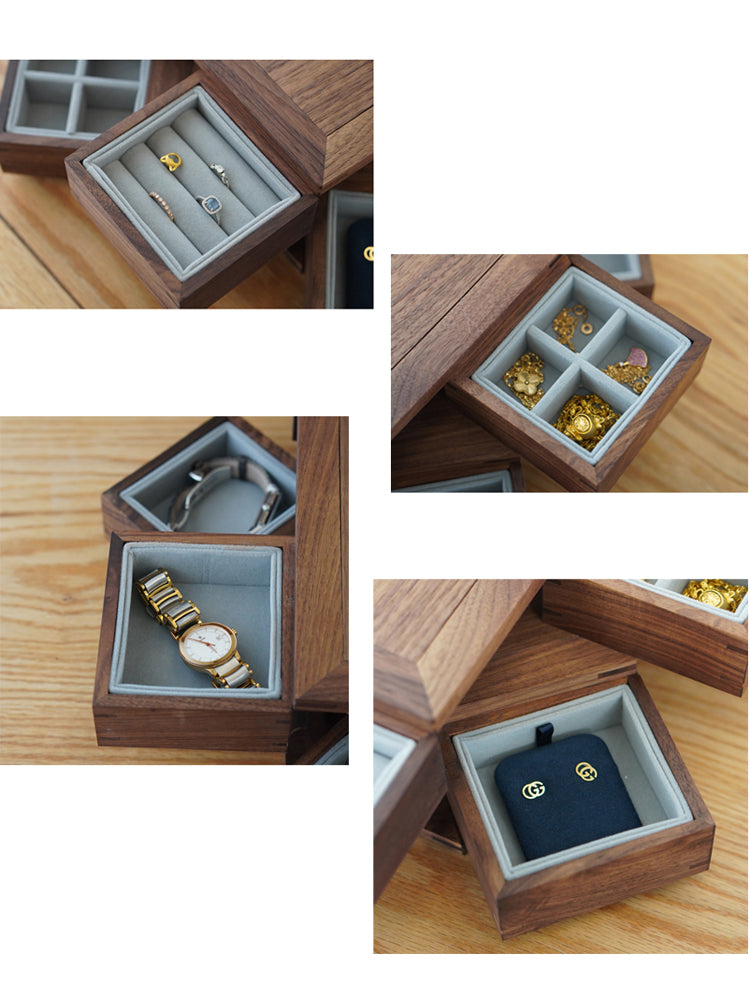 Unique rotating wooden hidden mechanism storage box, jewelry box,black ...