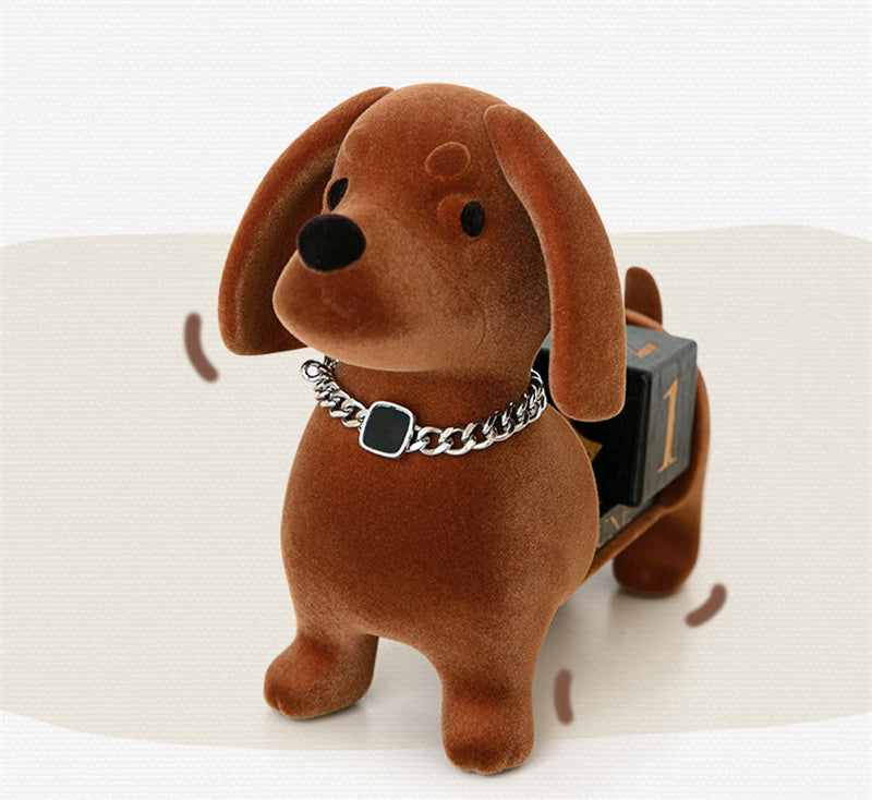 Velvet Dachshund Calendar, Cute Dog - Shaped Desktop Date Organizer for Home & Office Decor