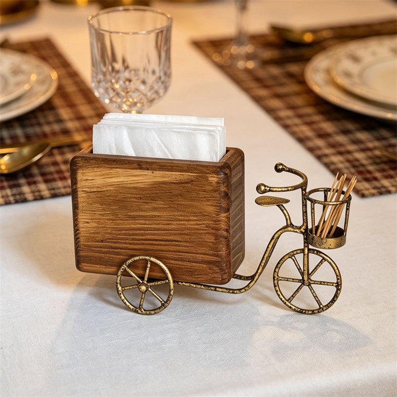 Vintage Bicycle Napkin Holder with Toothpick Holder, Table Napkin Dispenser for Kitchen Dining Table