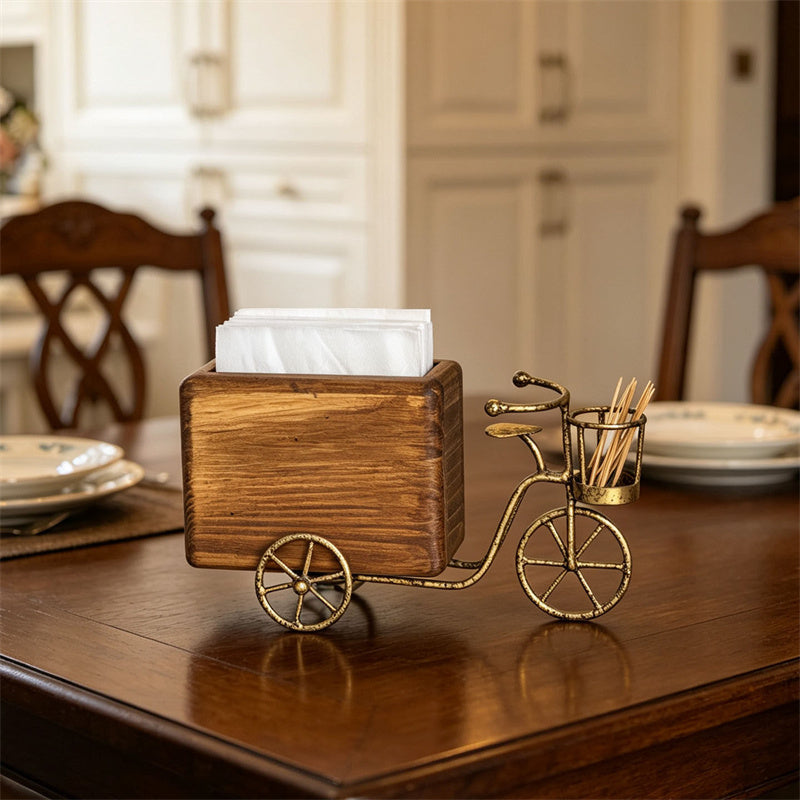Vintage Bicycle Napkin Holder with Toothpick Holder, Table Napkin Dispenser for Kitchen Dining Table