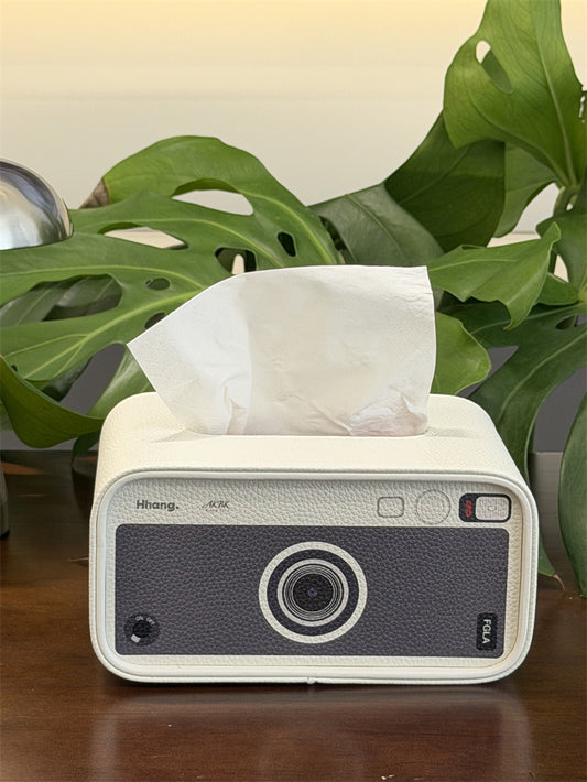 Vintage Camera Shaped Tissue Box, Leather Decorative Napkin Holder,for Living Room, Bedroom, Coffee Table, Home Desk Decor