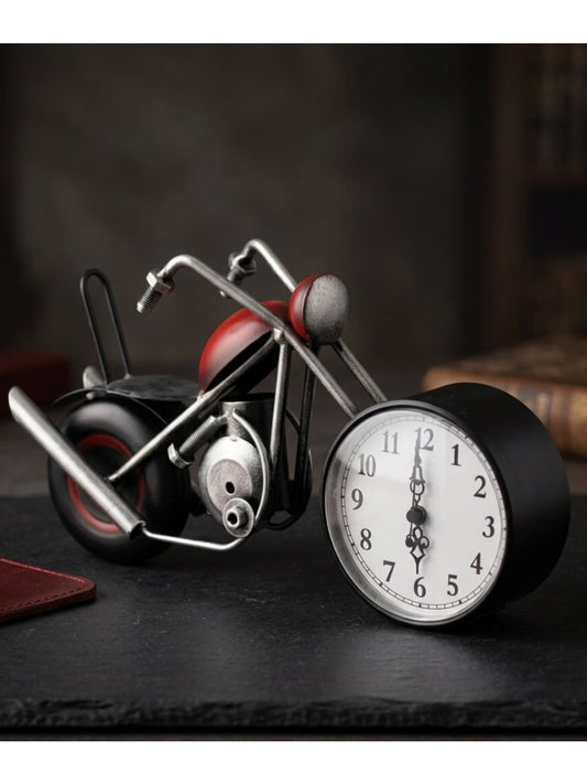 Vintage Chopper Motorcycle Metal Table Clock, Wrought Iron Harley Desk Decor Clock, Unique Novelty Gift for Bikers, Men, Dad
