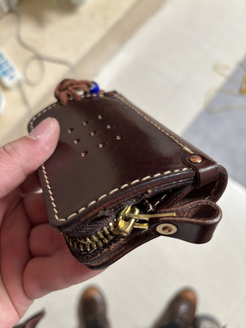 Vintage Cowhide Key Holder - Car Key Organizer and Mini Wallet