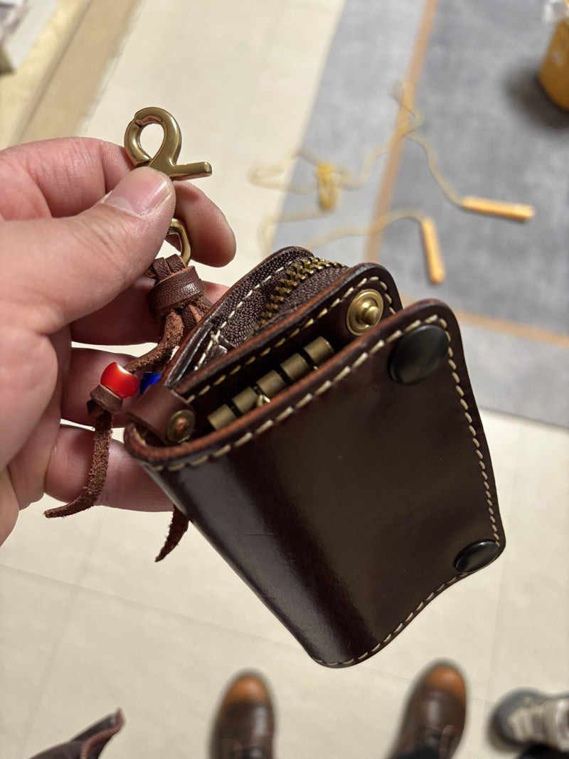 Vintage Cowhide Key Holder - Car Key Organizer and Mini Wallet
