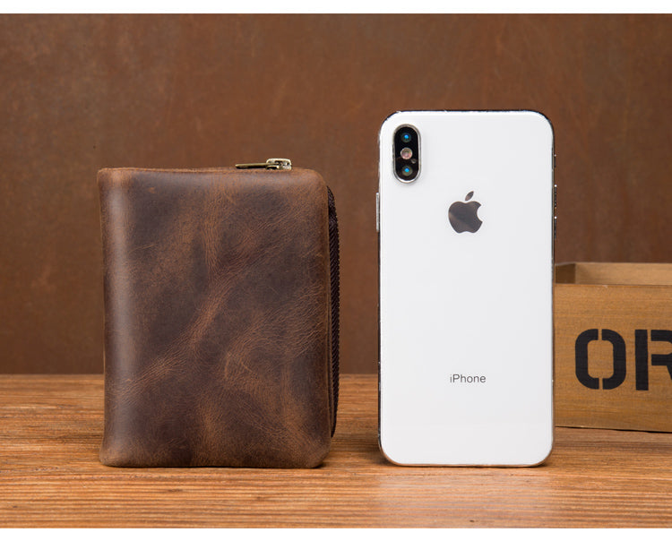 Vintage Crazy Horse Cowhide Wallet With Multiple Card Slots
