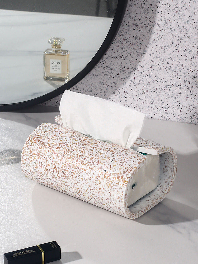 Vintage Faux Terrazzo Concrete Tissue Box: Minimalist Home Decor