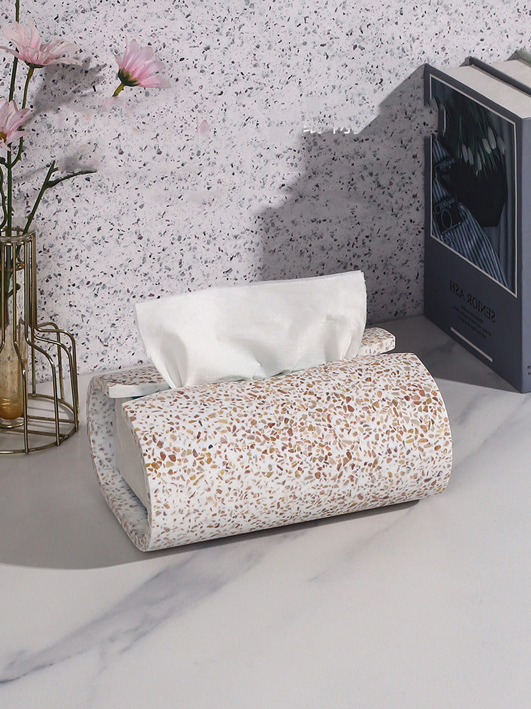 Vintage Faux Terrazzo Concrete Tissue Box: Minimalist Home Decor