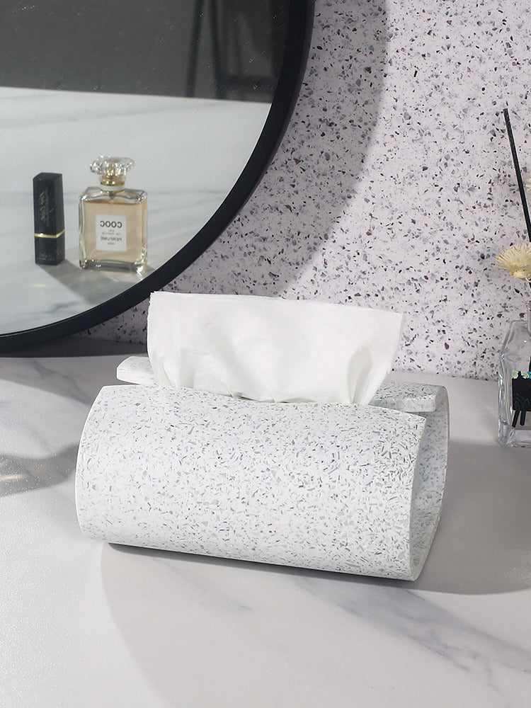 Vintage Faux Terrazzo Concrete Tissue Box: Minimalist Home Decor