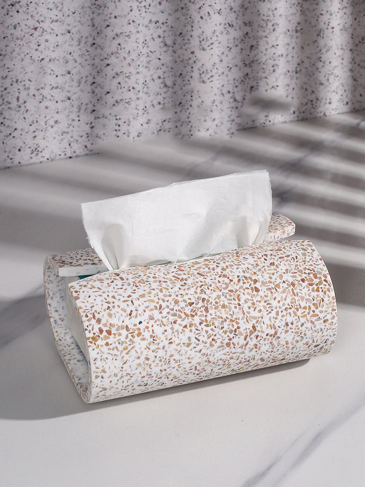 Vintage Faux Terrazzo Concrete Tissue Box: Minimalist Home Decor