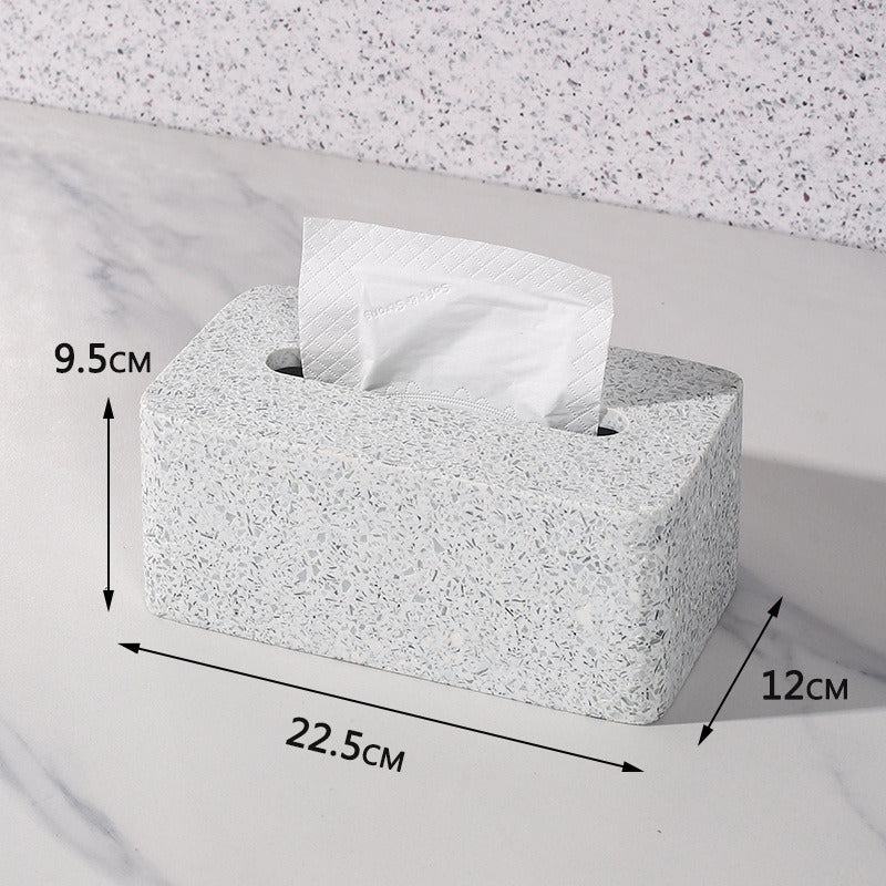 Vintage Faux Terrazzo Concrete Tissue Box: Minimalist Home Decor