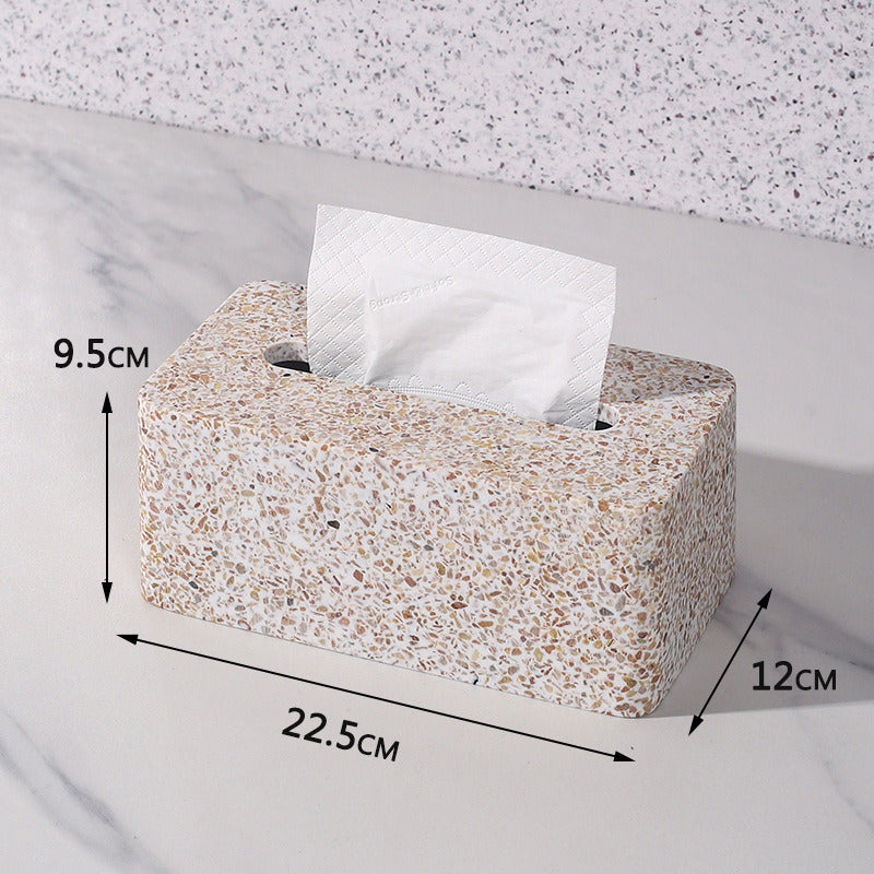 Vintage Faux Terrazzo Concrete Tissue Box: Minimalist Home Decor