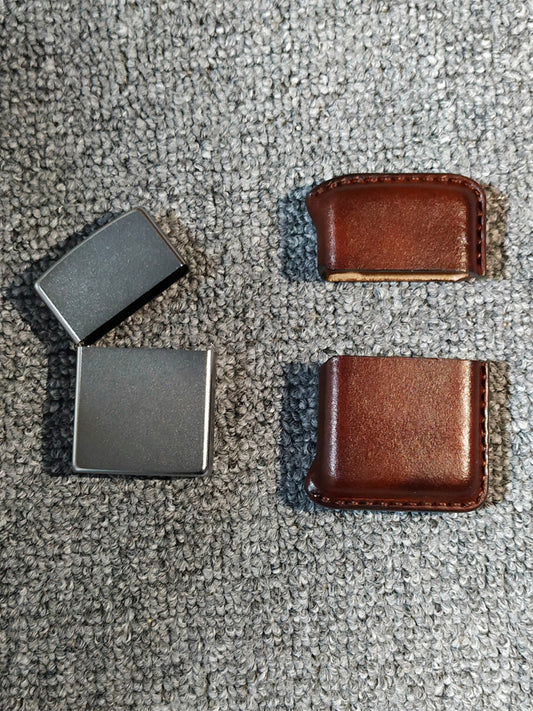 Vintage Handmade Cowhide Zippo Lighter Storage Case, Creative Gift