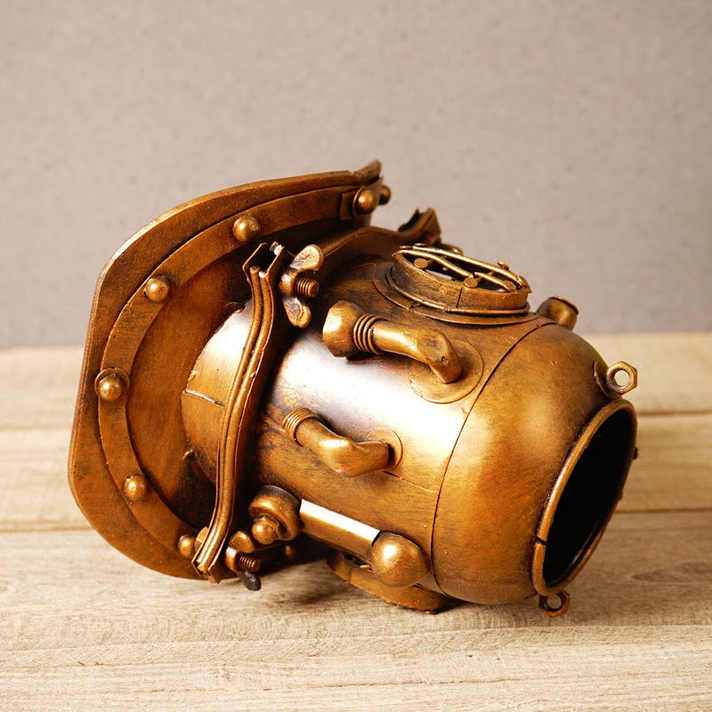 Vintage Industrial Metal Diver Helmet Pen Holder - Unique Desk Organizer for Office or Shop Ornaments