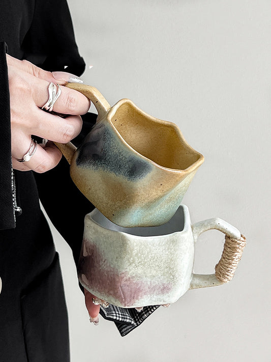 Vintage Kiln-Glazed Irregular Art Coffee Cup: A Unique Masterpiece