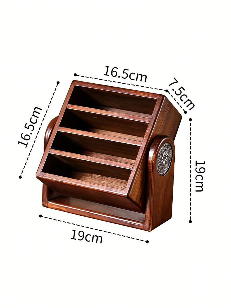 Vintage Solid Wood Lipstick Organizer - Rotating Cosmetics Storage Stand,Jewelry Box