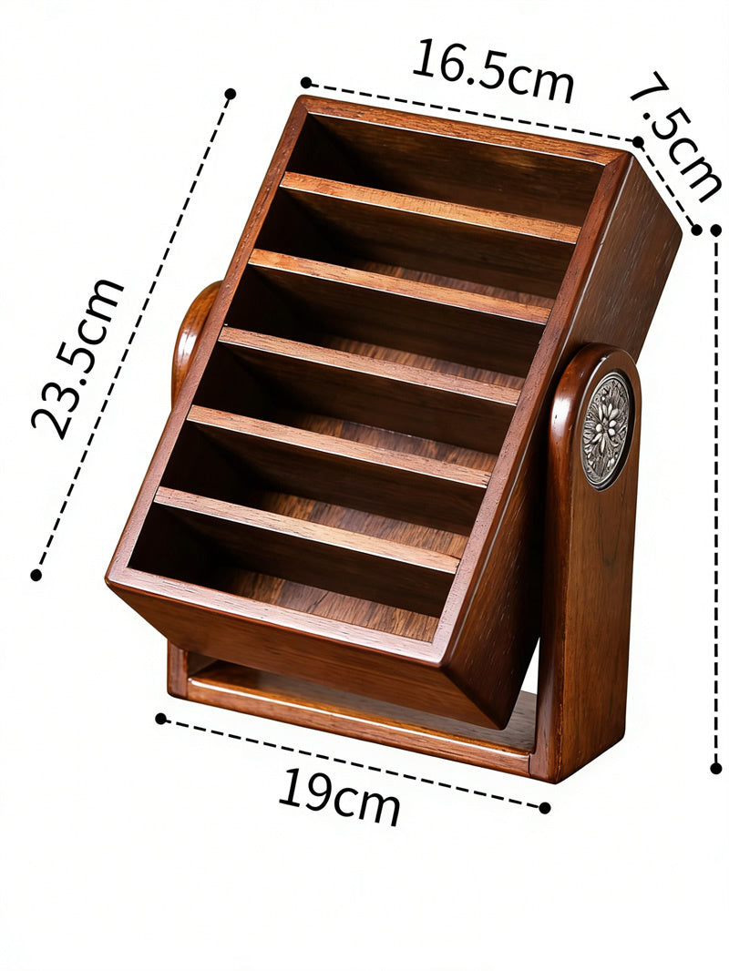 Vintage Solid Wood Lipstick Organizer - Rotating Cosmetics Storage Stand,Jewelry Box
