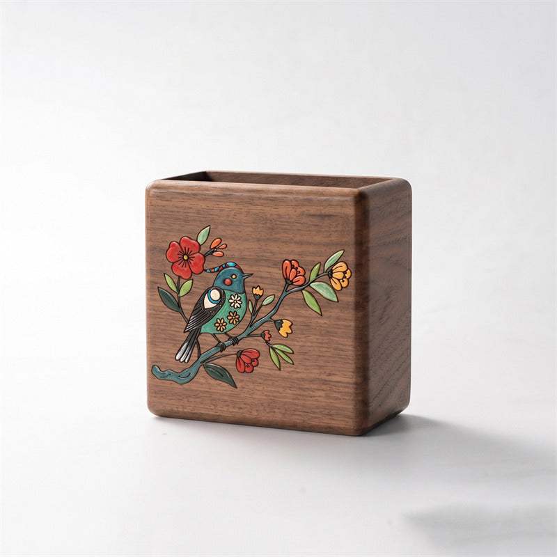 Wall‑Mount Wooden Storage Box, No Drill Adhesive Wall Caddy with Charging Hole, Organizer for Remote, Small Trinkets, Apartment‑Safe Wall Decor