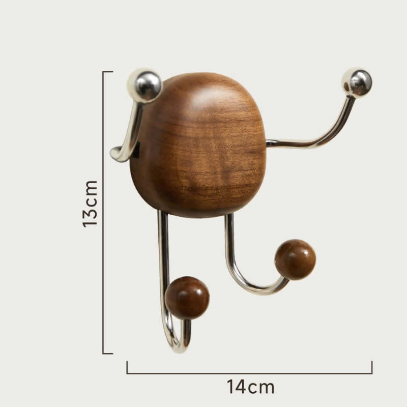 Walnut Wood 4-Prong Multi-Functional Wall Hooks,Home Wall Decor, 2pc