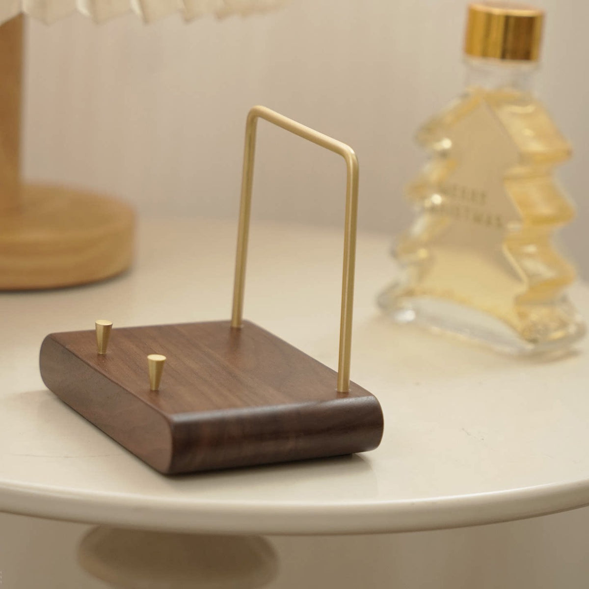 Walnut Wood Brass Multi‑Use Display Stand, Tabletop Easel Holder for Tablet,iPad,Book, CD, Photo,Decorative Plate