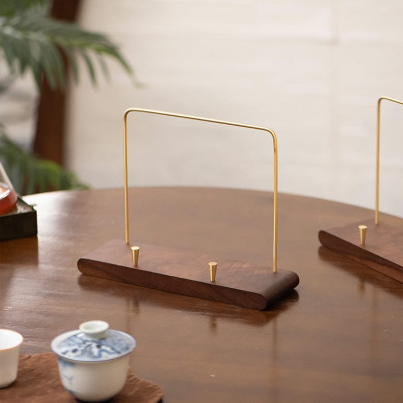 Walnut Wood Brass Multi‑Use Display Stand, Tabletop Easel Holder for Tablet,iPad,Book, CD, Photo,Decorative Plate