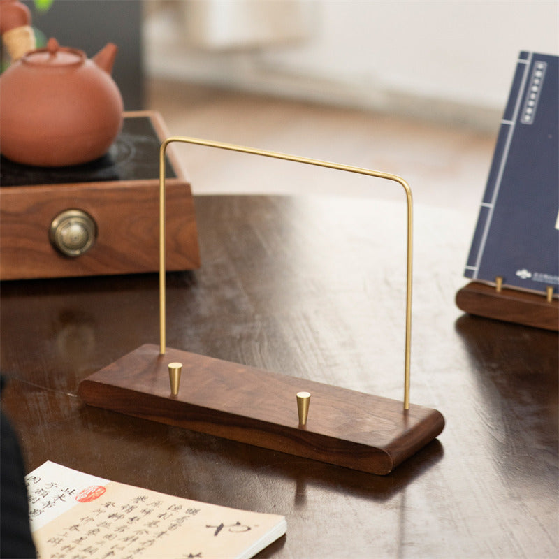 Walnut Wood Brass Multi‑Use Display Stand, Tabletop Easel Holder for Tablet,iPad,Book, CD, Photo,Decorative Plate
