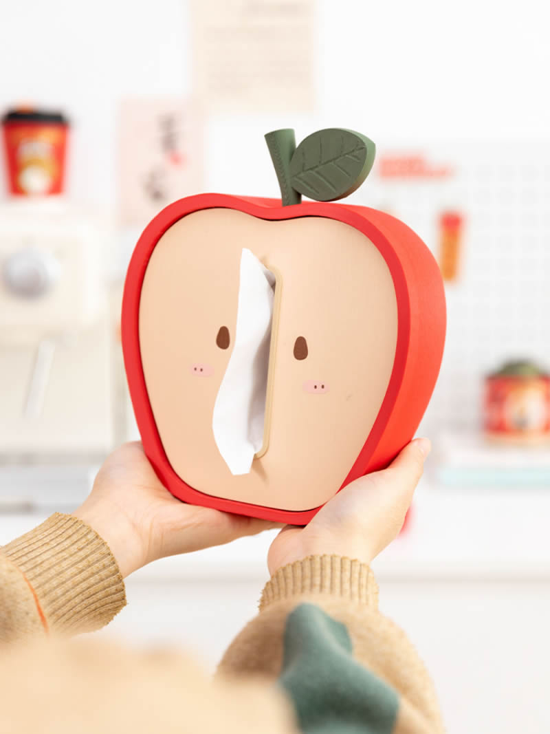 Whimsical Apple Tissue Box - Red Fruit-Shaped Home Decor