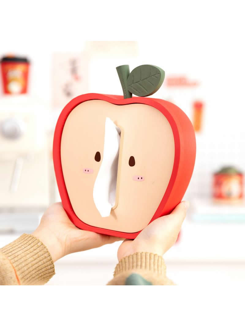 Whimsical Apple Tissue Box - Red Fruit-Shaped Home Decor