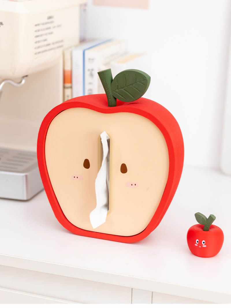 Whimsical Apple Tissue Box - Red Fruit-Shaped Home Decor